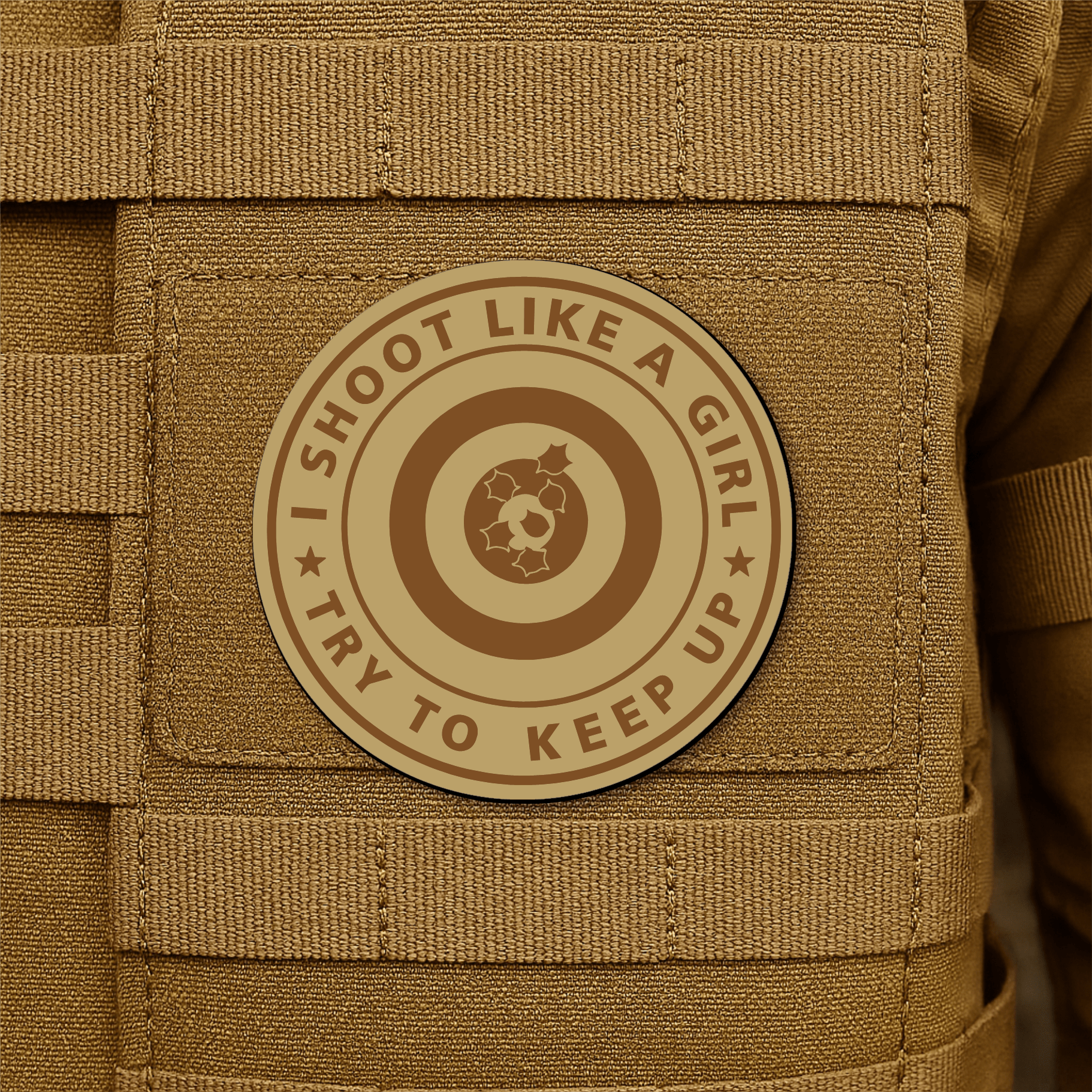 I Shoot Like A Girl Morale Patch 3" Round Hook & Loop | Made in USA - LoneStar Adhesive