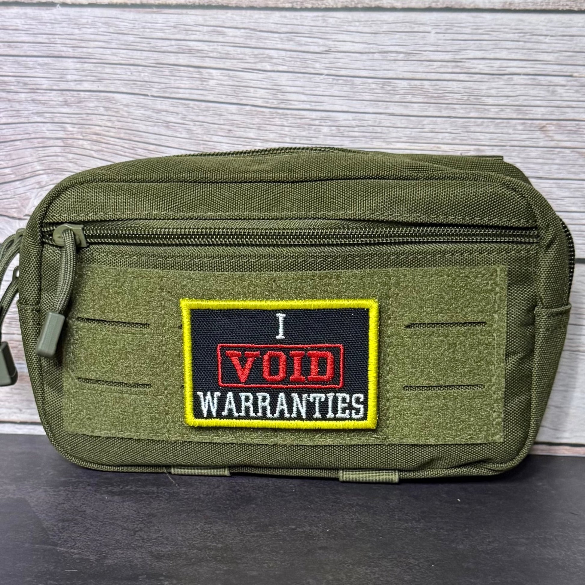 I Void Warranties Funny Morale Patch, 2x3" | Made in USA | VELCRO® Brand Hook Backing - LoneStar Adhesive