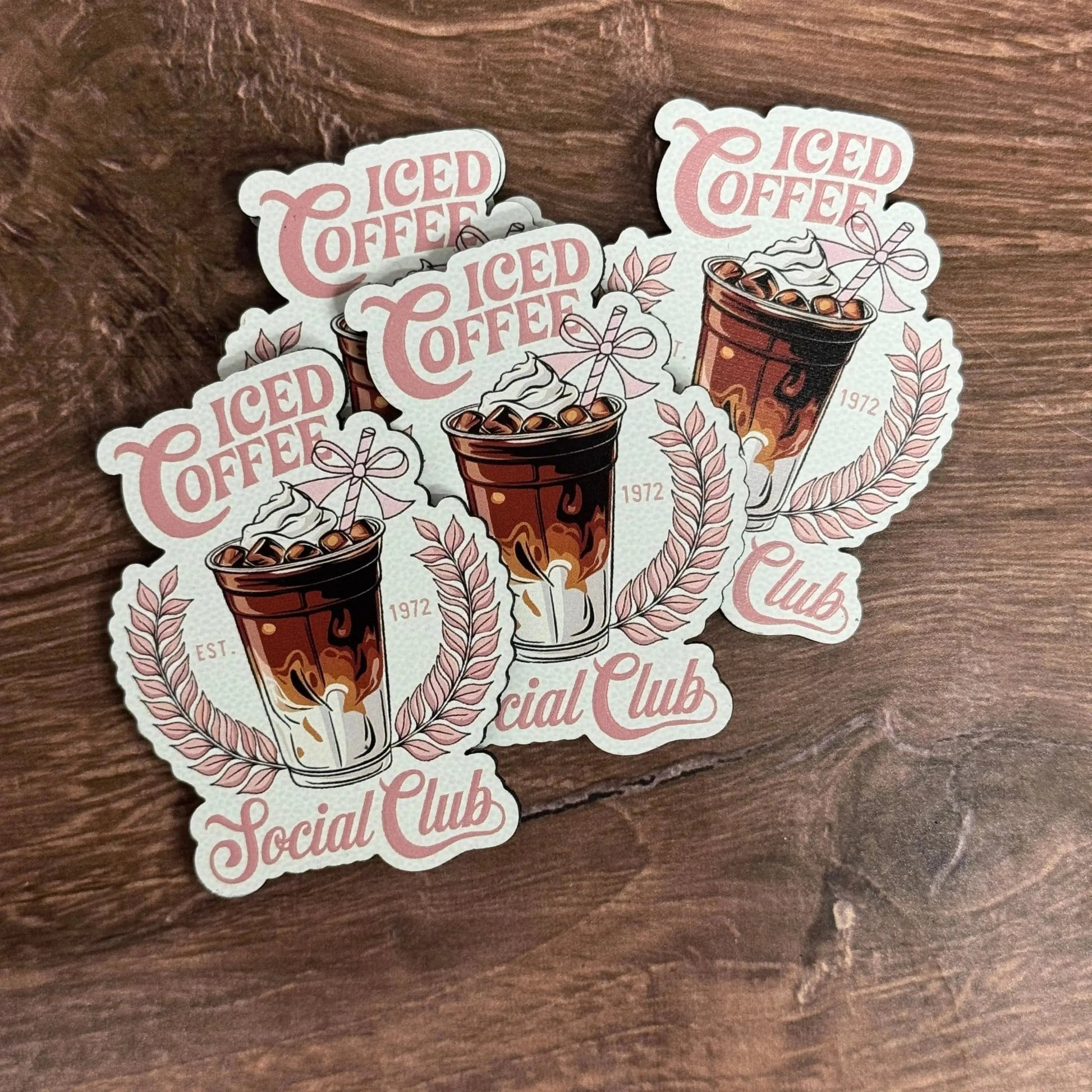 Iced Coffee Social Club | UV Printed Leather Hat Patch - LoneStar Adhesive