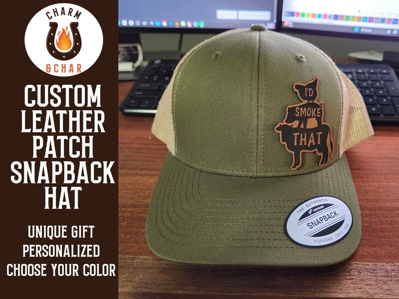 I'd Smoke That Leather Patch Trucker Hat for Grill Masters - #LoneStar Adhesive#