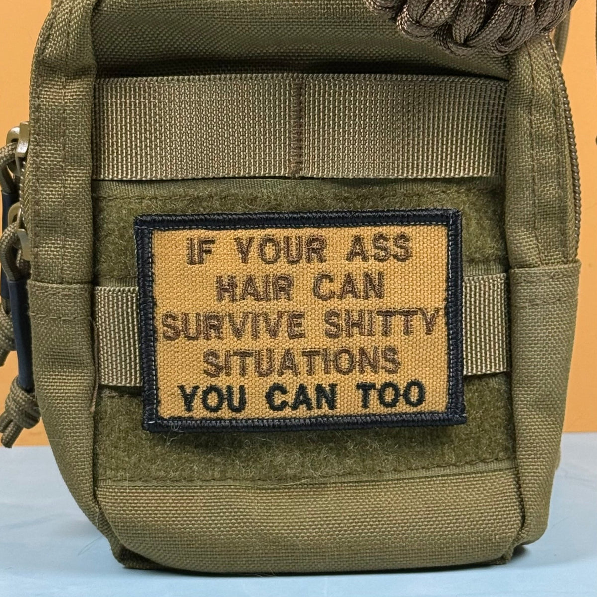 If Your Ass Hair Can Survive Funny Tactical Morale Patch, 2x3" | Made in USA | VELCRO® Brand Hook Backing - LoneStar Adhesive
