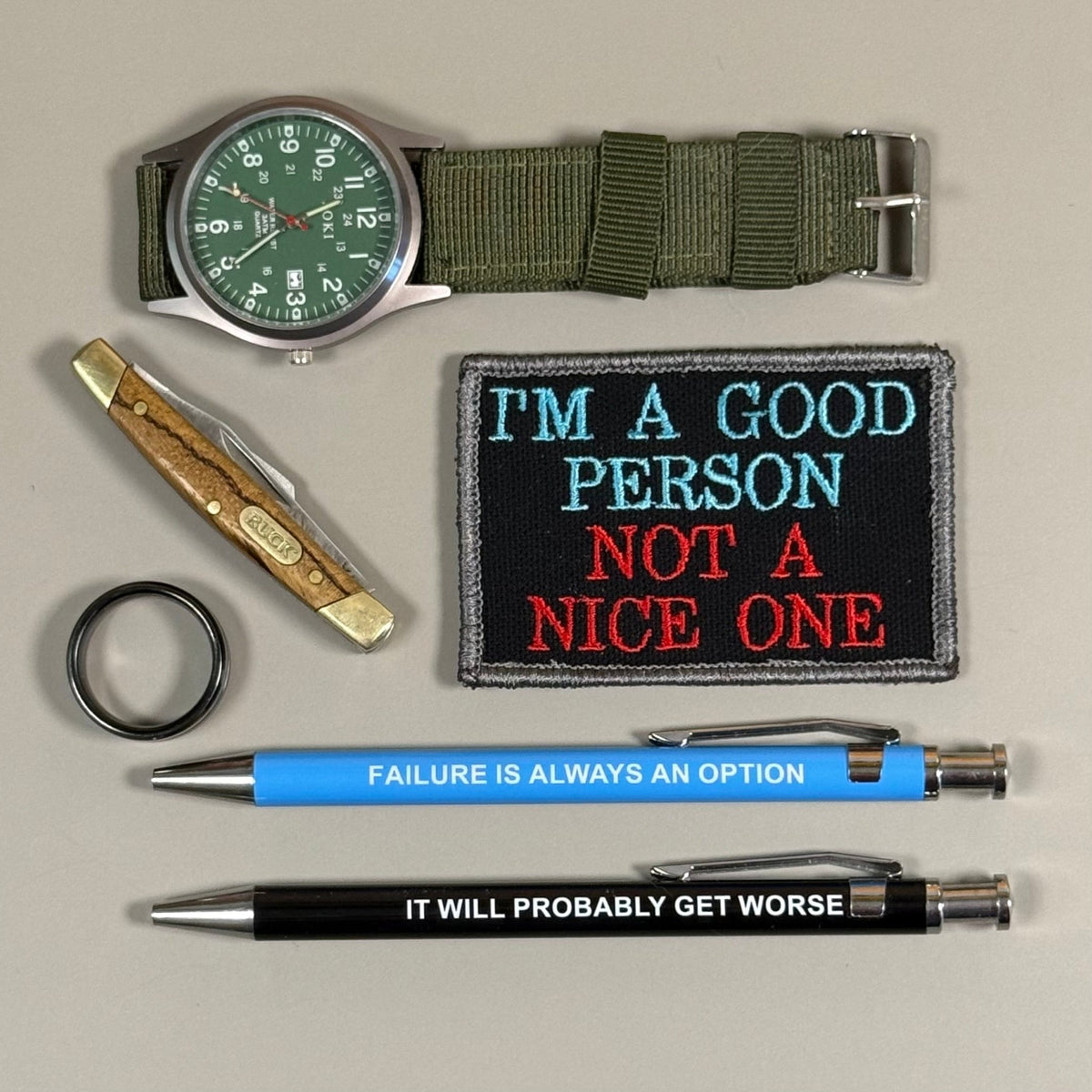 I'm A Good Person, Not A Nice One Funny Morale Patch, 2x3" | Made in USA | VELCRO® Brand Hook Backing - LoneStar Adhesive