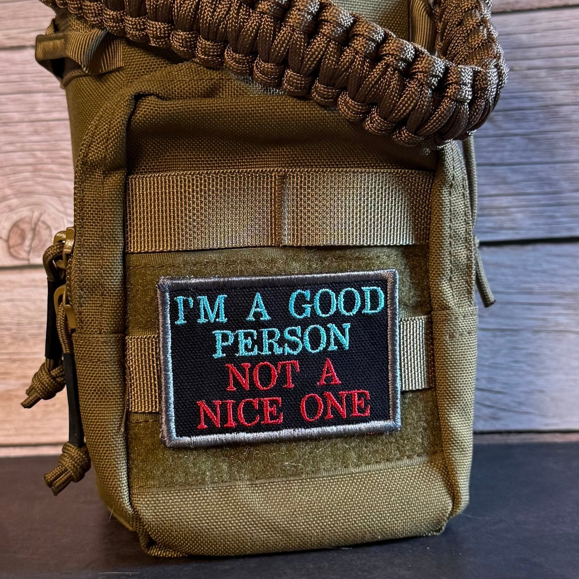 I'm A Good Person, Not A Nice One Funny Morale Patch, 2x3" | Made in USA | VELCRO® Brand Hook Backing - LoneStar Adhesive