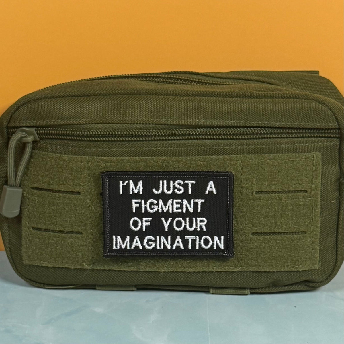 I'm Just A Figment Of Your Imagination Funny Morale Patch, 2x3" | Made in USA | VELCRO® Brand Hook Backing - LoneStar Adhesive