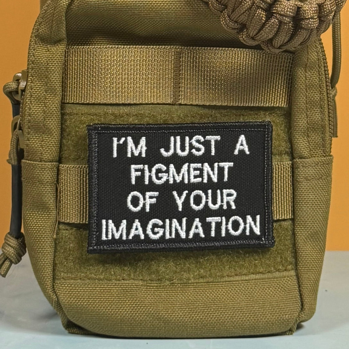 I'm Just A Figment Of Your Imagination Funny Morale Patch, 2x3" | Made in USA | VELCRO® Brand Hook Backing - LoneStar Adhesive