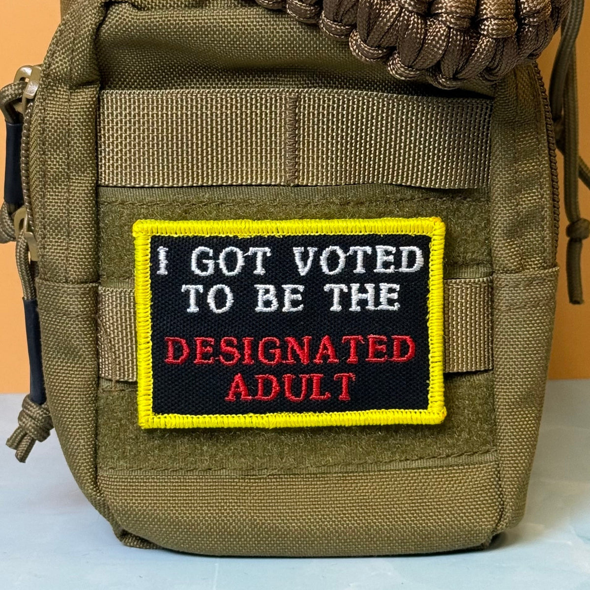I'm The Designated Adult Funny Morale Patch, 2x3" | Made in USA | VELCRO® Brand Hook Backing - #LoneStar Adhesive#