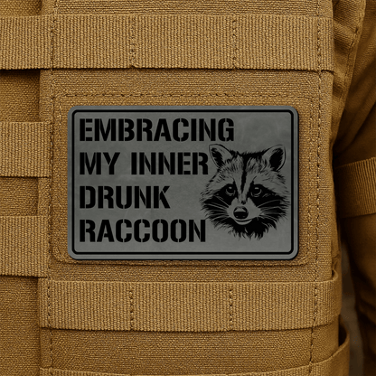 Inner Drunk Raccoon Funny Morale Patch 2"x3" Hook & Loop | Made in USA - LoneStar Adhesive