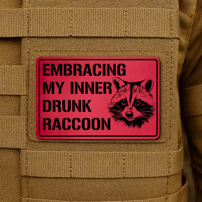 Inner Drunk Raccoon Funny Morale Patch 2"x3" Hook & Loop | Made in USA - LoneStar Adhesive