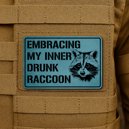 Inner Drunk Raccoon Funny Morale Patch 2"x3" Hook & Loop | Made in USA - LoneStar Adhesive