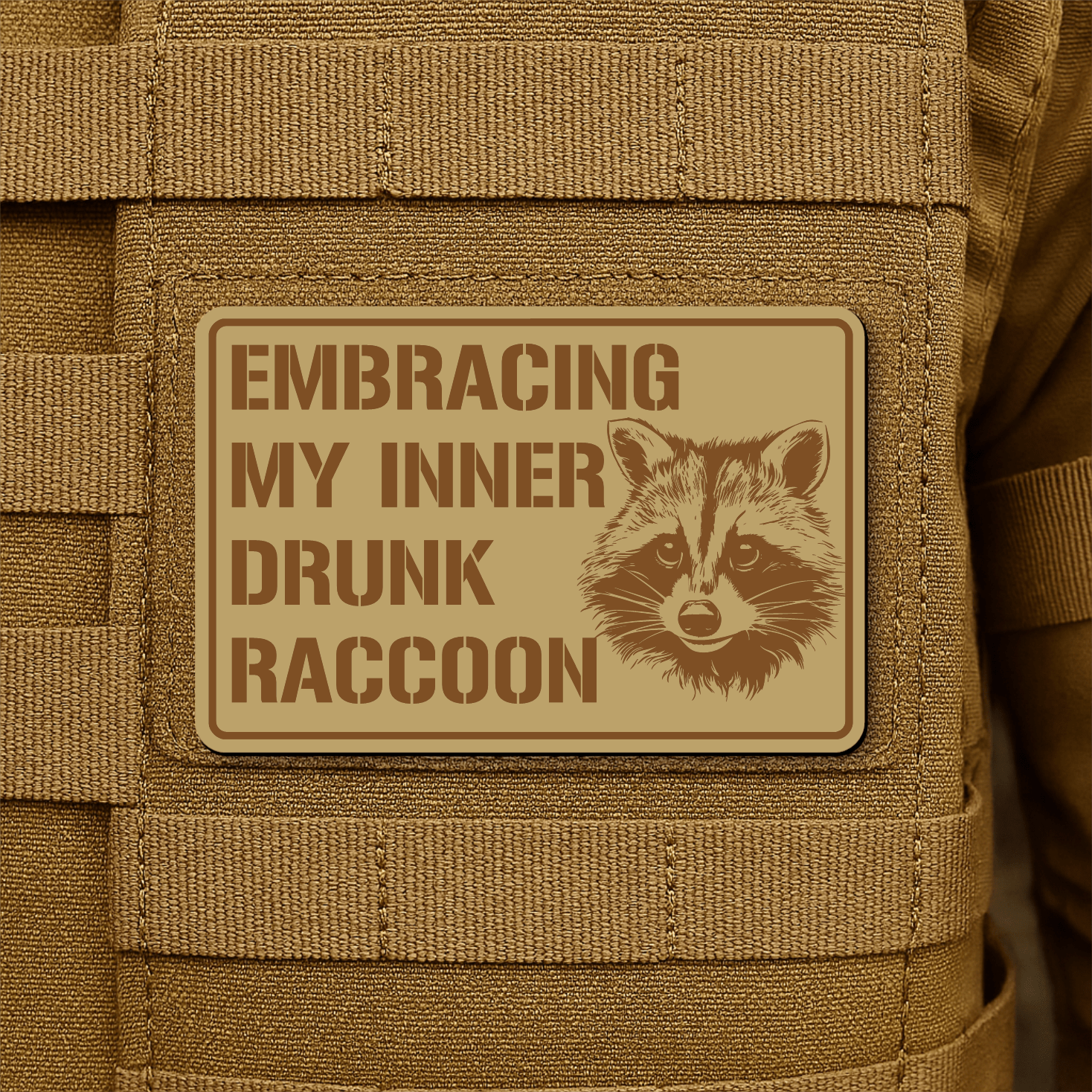Inner Drunk Raccoon Funny Morale Patch 2"x3" Hook & Loop | Made in USA - LoneStar Adhesive