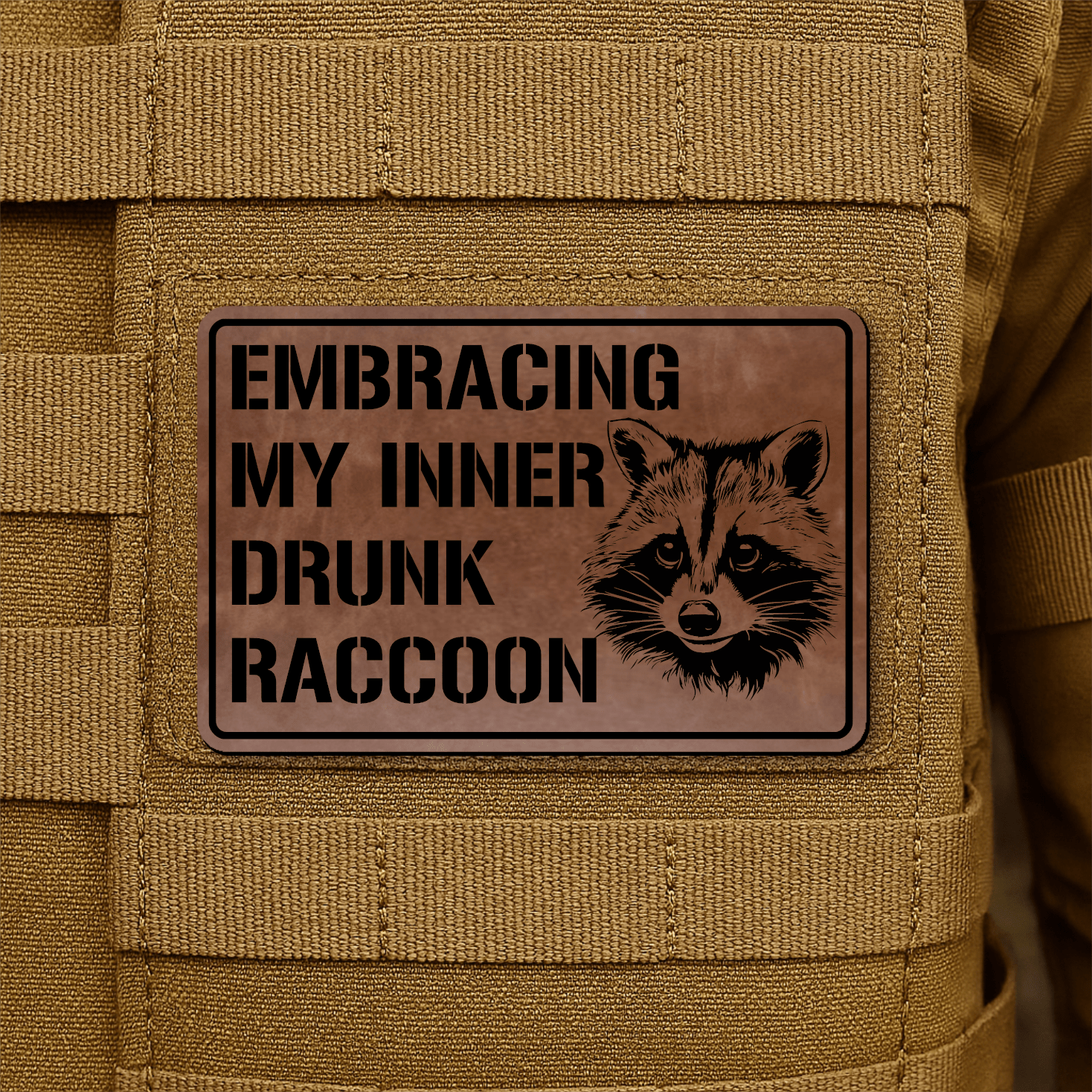 Inner Drunk Raccoon Funny Morale Patch 2"x3" Hook & Loop | Made in USA - LoneStar Adhesive