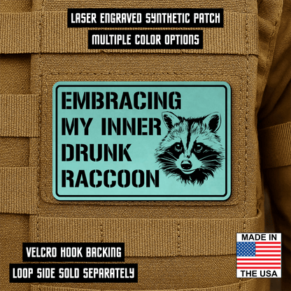 Inner Drunk Raccoon Funny Morale Patch 2"x3" Hook & Loop | Made in USA - LoneStar Adhesive