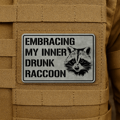 Inner Drunk Raccoon Funny Morale Patch 2"x3" Hook & Loop | Made in USA - LoneStar Adhesive