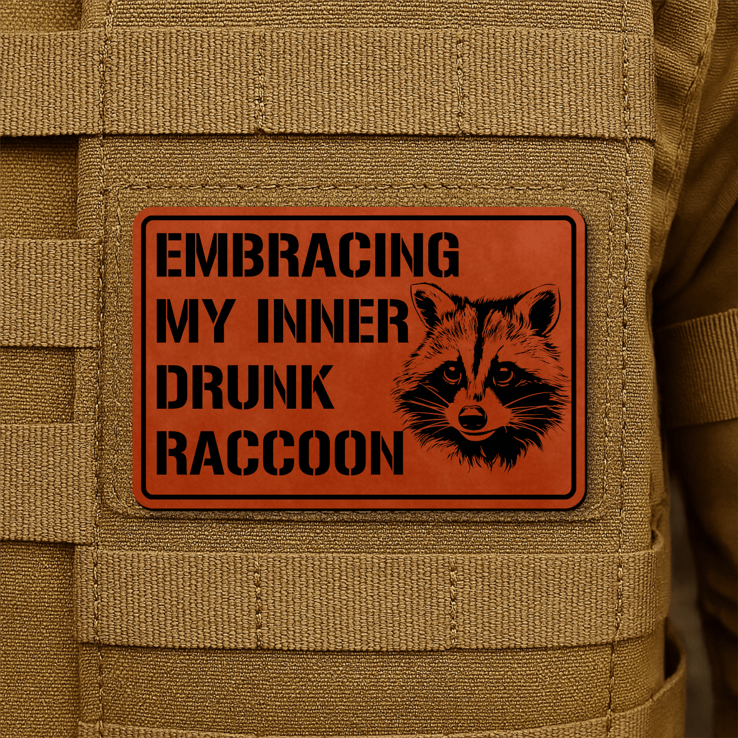 Inner Drunk Raccoon Funny Morale Patch 2"x3" Hook & Loop | Made in USA - LoneStar Adhesive