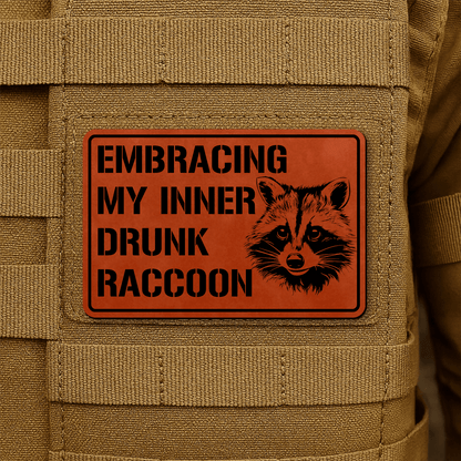 Inner Drunk Raccoon Funny Morale Patch 2"x3" Hook & Loop | Made in USA - LoneStar Adhesive