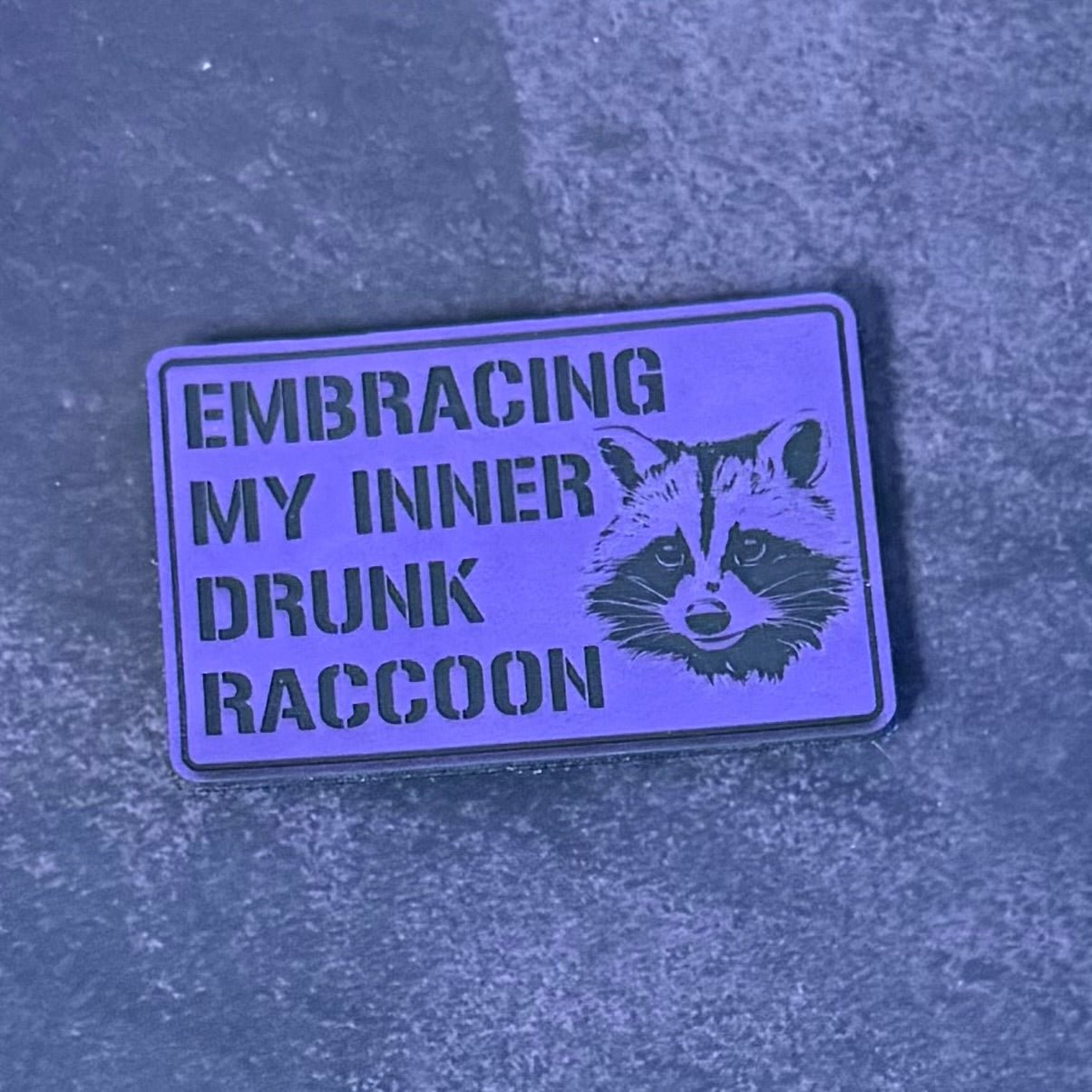 Inner Drunk Raccoon Funny Morale Patch 2"x3" Hook & Loop | Made in USA - LoneStar Adhesive