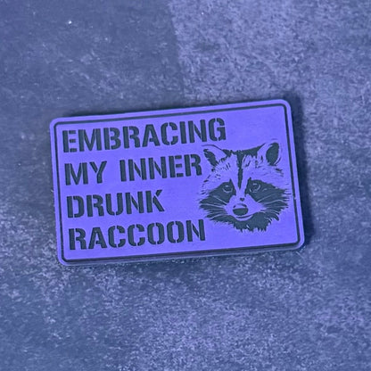 Inner Drunk Raccoon Funny Morale Patch 2"x3" Hook & Loop | Made in USA - LoneStar Adhesive