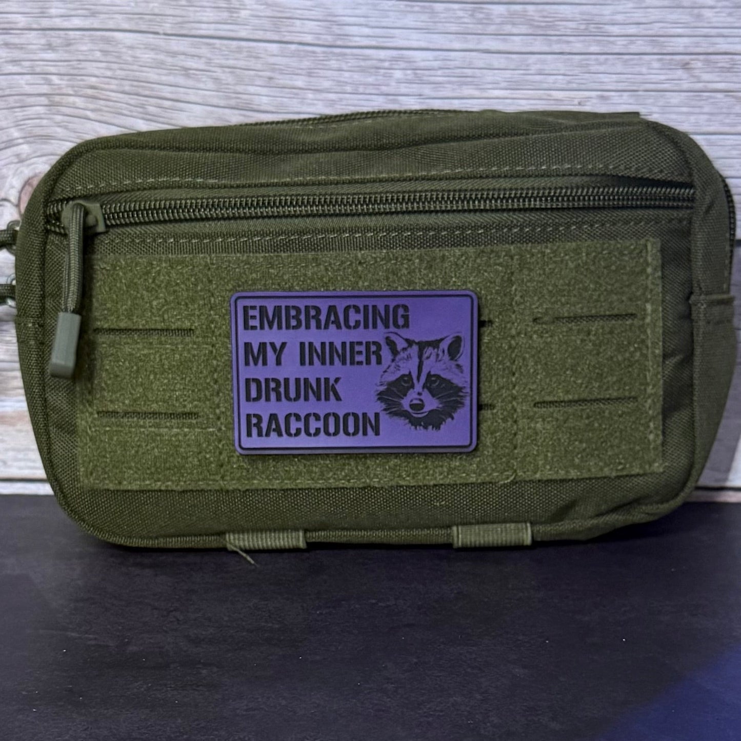 Inner Drunk Raccoon Funny Morale Patch 2"x3" Hook & Loop | Made in USA - LoneStar Adhesive