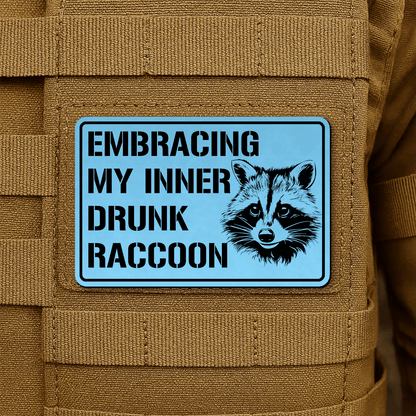 Inner Drunk Raccoon Funny Morale Patch 2"x3" Hook & Loop | Made in USA - LoneStar Adhesive