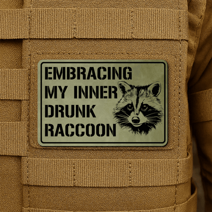 Inner Drunk Raccoon Funny Morale Patch 2"x3" Hook & Loop | Made in USA - LoneStar Adhesive