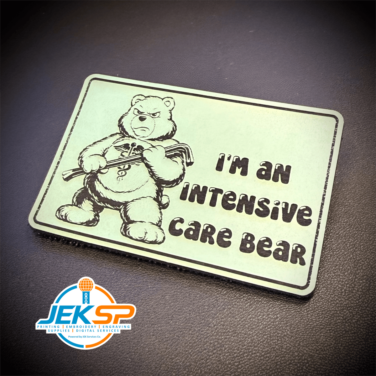 Intensive Care Bear Funny Nurse Medic Morale Patch, 2x3" | Made in USA | VELCRO® Brand Hook Backing - #LoneStar Adhesive#