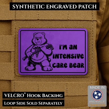 Intensive Care Bear Funny Nurse Medic Morale Patch | Made in USA | VELCRO® Brand Hook Backing - LoneStar Adhesive
