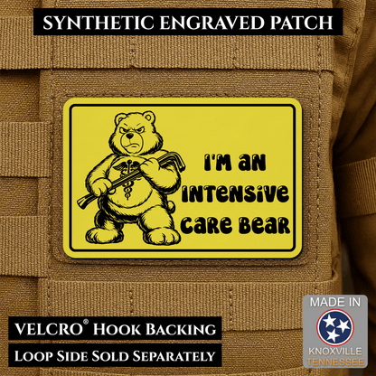 Intensive Care Bear Funny Nurse Medic Morale Patch | Made in USA | VELCRO® Brand Hook Backing - LoneStar Adhesive