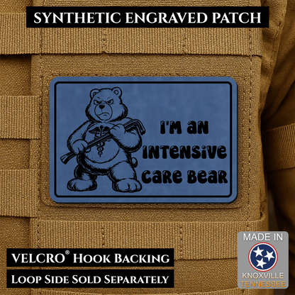 Intensive Care Bear Funny Nurse Medic Morale Patch | Made in USA | VELCRO® Brand Hook Backing - LoneStar Adhesive