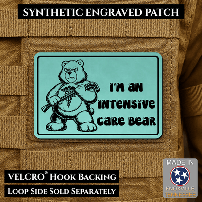 Intensive Care Bear Funny Nurse Medic Morale Patch | Made in USA | VELCRO® Brand Hook Backing - LoneStar Adhesive