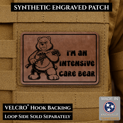 Intensive Care Bear Funny Nurse Medic Morale Patch | Made in USA | VELCRO® Brand Hook Backing - LoneStar Adhesive