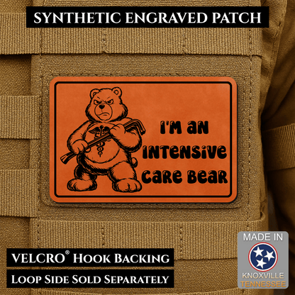 Intensive Care Bear Funny Nurse Medic Morale Patch | Made in USA | VELCRO® Brand Hook Backing - LoneStar Adhesive