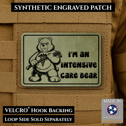 Intensive Care Bear Funny Nurse Medic Morale Patch | Made in USA | VELCRO® Brand Hook Backing - LoneStar Adhesive
