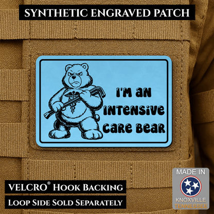Intensive Care Bear Funny Nurse Medic Morale Patch | Made in USA | VELCRO® Brand Hook Backing - LoneStar Adhesive