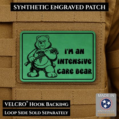 Intensive Care Bear Funny Nurse Medic Morale Patch | Made in USA | VELCRO® Brand Hook Backing - LoneStar Adhesive