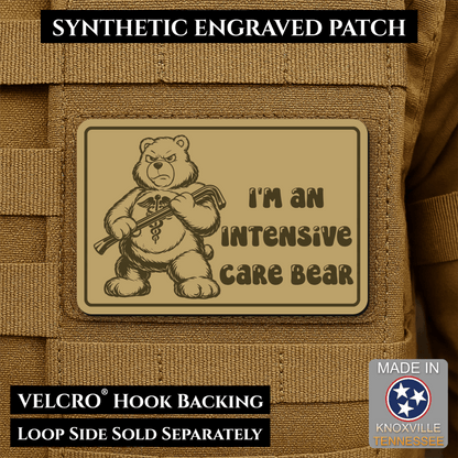 Intensive Care Bear Funny Nurse Medic Morale Patch | Made in USA | VELCRO® Brand Hook Backing - LoneStar Adhesive