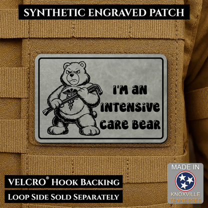 Intensive Care Bear Funny Nurse Medic Morale Patch | Made in USA | VELCRO® Brand Hook Backing - LoneStar Adhesive