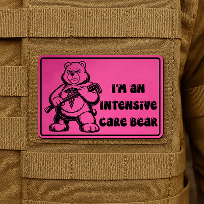 Intensive Care Bear Morale Patch 2"x3" Hook & Loop | Made in USA - LoneStar Adhesive