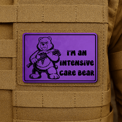 Intensive Care Bear Morale Patch 2"x3" Hook & Loop | Made in USA - LoneStar Adhesive