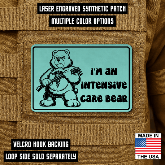 Intensive Care Bear Morale Patch 2"x3" Hook & Loop | Made in USA - LoneStar Adhesive