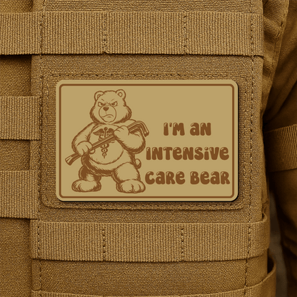 Intensive Care Bear Morale Patch 2"x3" Hook & Loop | Made in USA - LoneStar Adhesive