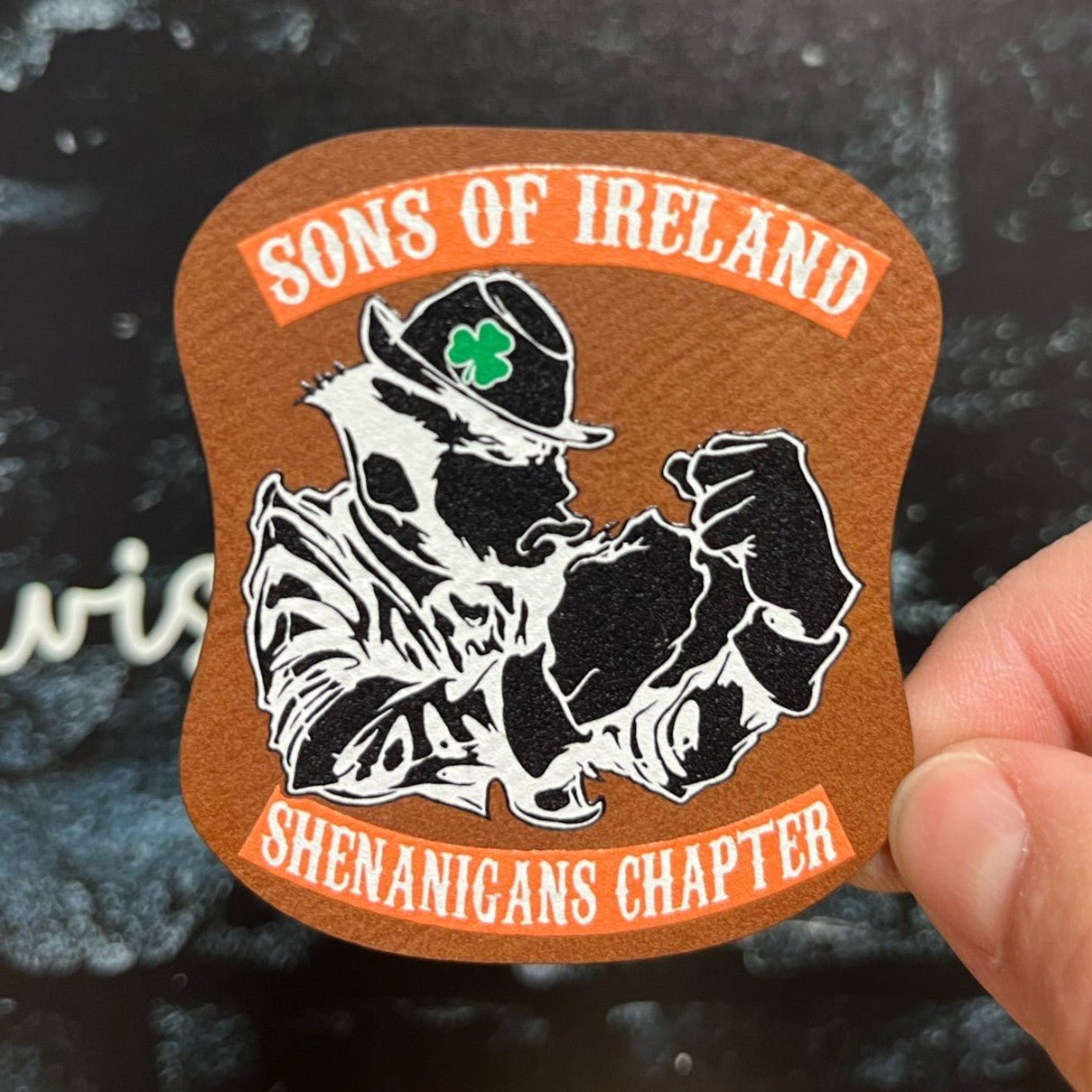 Irish Brotherhood and Fun UV Printed Leatherette Hat Patch - MR01 - LoneStar Adhesive