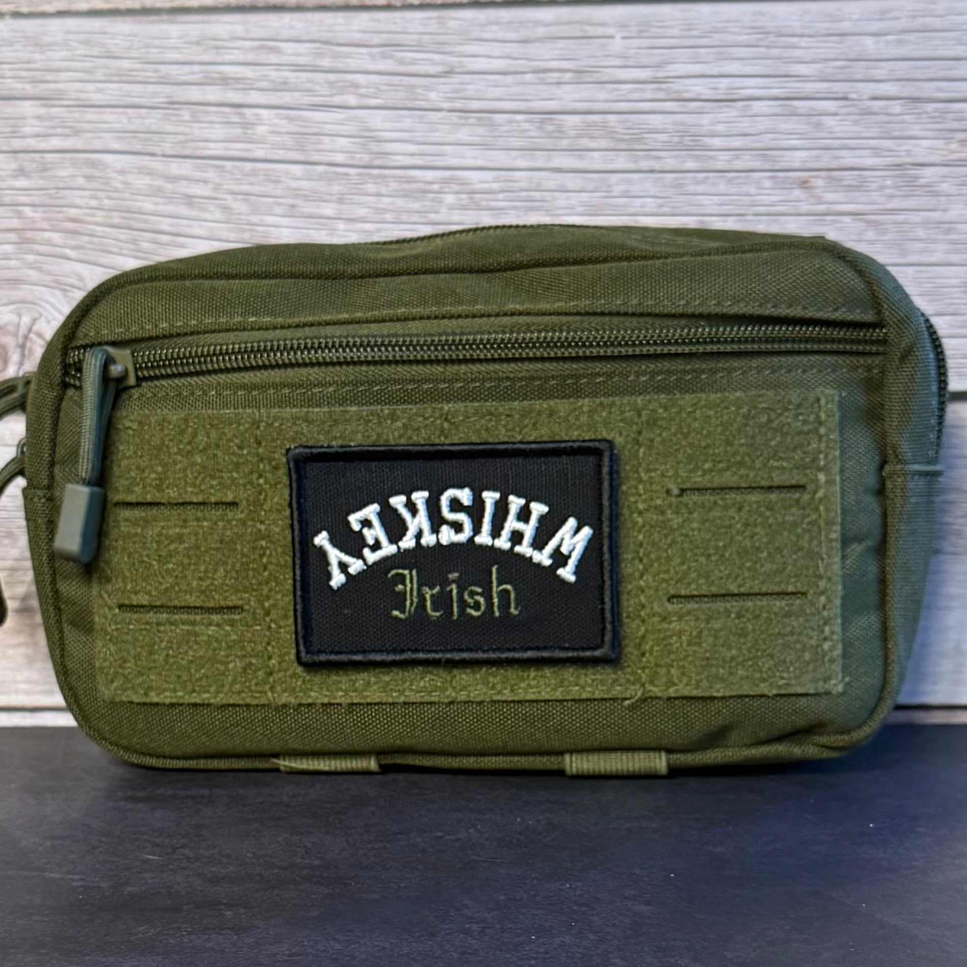 Irish Whiskey Upside Down Funny Morale Patch, 2x3" | Made in USA | VELCRO® Brand Hook Backing - LoneStar Adhesive