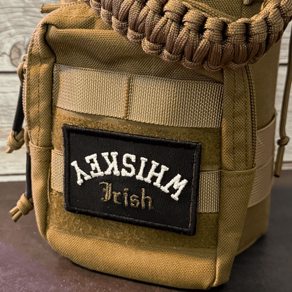 Irish Whiskey Upside Down Funny Morale Patch | Made in USA | VELCRO® Brand Hook Backing - LoneStar Adhesive