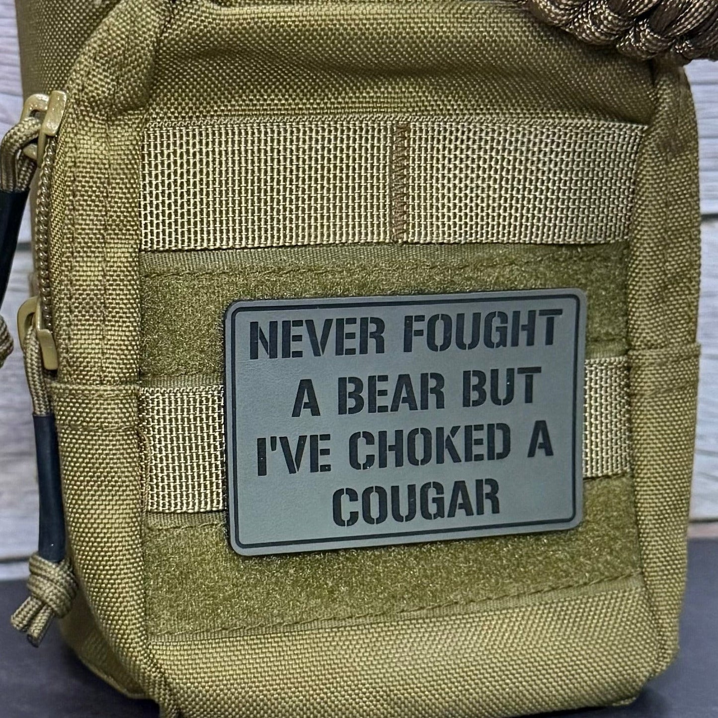 I’ve Choked A Cougar Funny Morale Patch 2"x3" Hook & Loop | Made in USA - LoneStar Adhesive