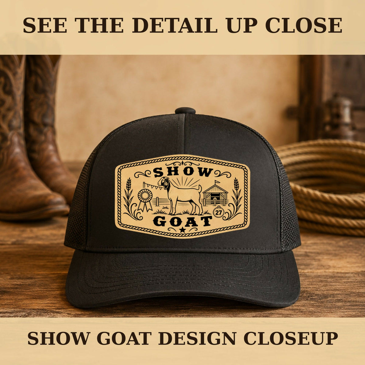 Goat Livestock Show SVG Bundle, 16 Western Hat Patch Designs, 4H FFA Goat Show Laser Files, Leatherette Patch Digital Download