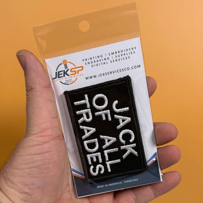 Jack Of All Trades Funny Morale Patch, 2x3" | Made in USA | VELCRO® Brand Hook Backing - LoneStar Adhesive