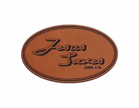 "Jesus Saves" Leatherette Patches - LoneStar Adhesive