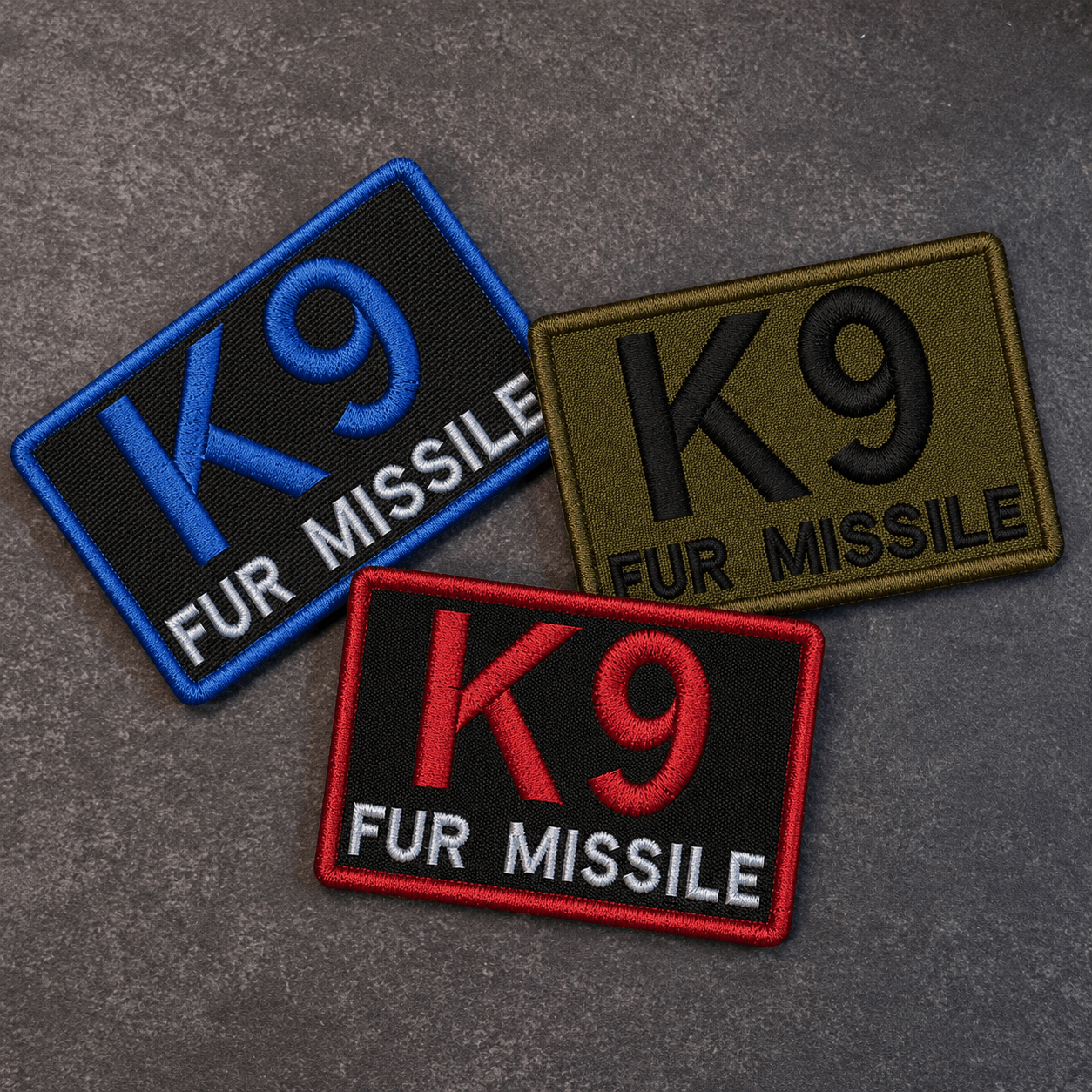 K-9 Fur Missile Funny Dog Morale Patch | Made in USA | VELCRO® Brand Hook Backing - LoneStar Adhesive