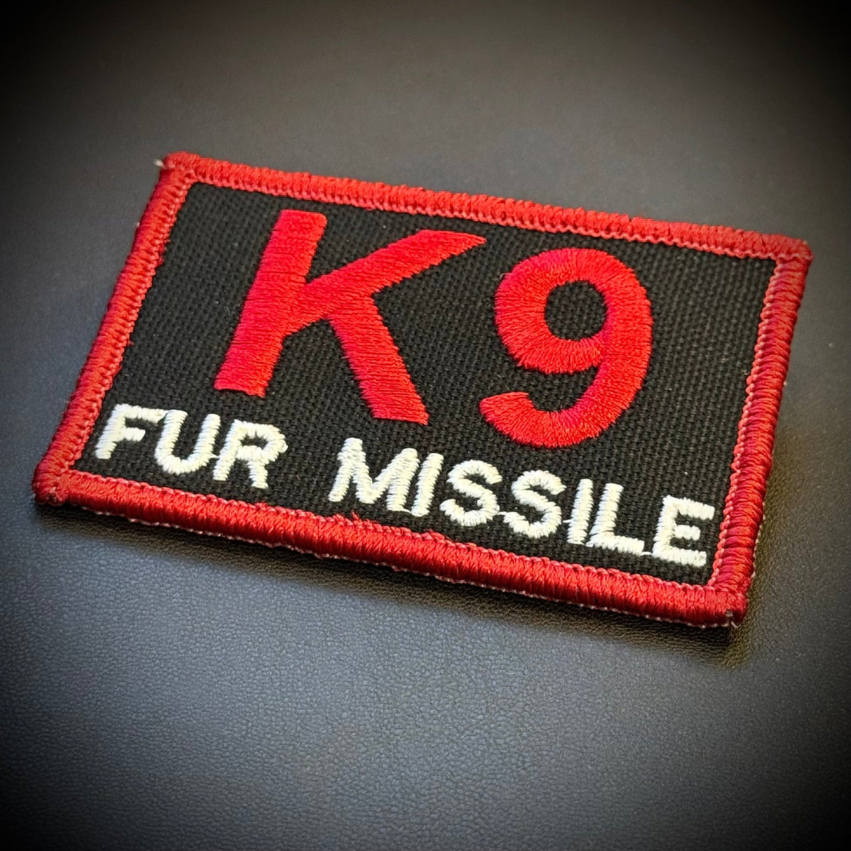 K-9 Fur Missile Funny Embroidered Dog Morale Patch, 2x3" | VELCRO® Brand Hook Backing - #LoneStar Adhesive#