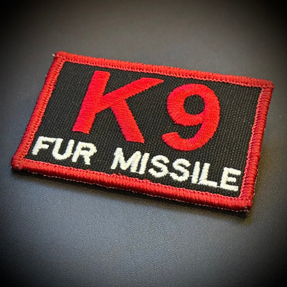 K-9 Fur Missile Funny Embroidered Dog Morale Patch, 2x3" | VELCRO® Brand Hook Backing - #LoneStar Adhesive#
